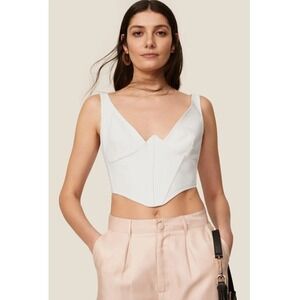 Bardot Top Women US 2 White Bronte Corset Crop Structured Bustier V-Neck
